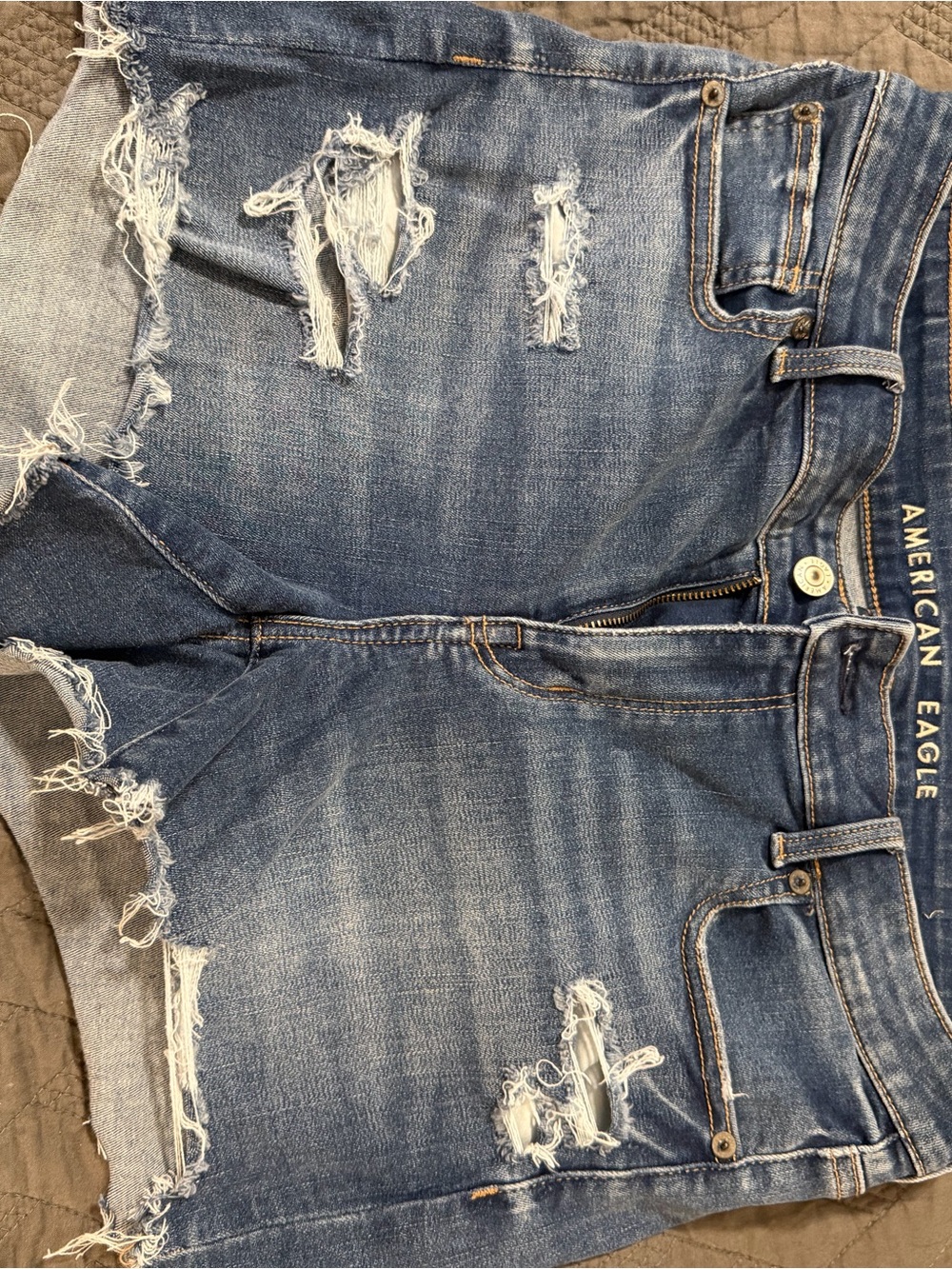 American Eagle Outfitters Distressed Medium Blue Denim Shorts